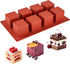 Square Silicone Mold, 8 Cavity Cube Cake Mold Non-Stick Baking Mold for Mousse Cake. French Dessert, Chocolate, Brownie, Ice cream, Truffle, Jelly...