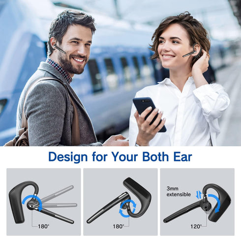 Bluetooth Headset - Wireless Headset with Microphone 90 Days Standby/110 Hours Talktime, Bluetooth Earpiece for Cell Phone/PC Tablet/Laptop Comput...