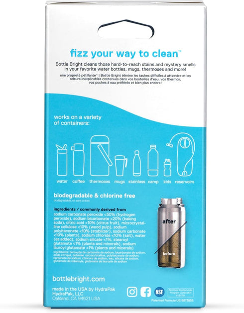 Bottle Bright 36 Tablets - EPA Safer Choice Certified, Clean Stainless Steel, Thermos, Tumbler, Insulated, Plastic and Reusable Water Bottles –Bot...