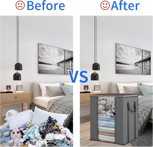Fixwal Extra Large Blanket Storage Bags 120L Comforter Storage Bags with Reinforced Handles Breathable Clothes Storage Containers for King Comfort...