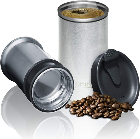 PRESSE by Bobble French Coffee Press And Insulated Stainless Steel Travel Tumbler for On-The-Go Brewing - 13 oz (Black)...