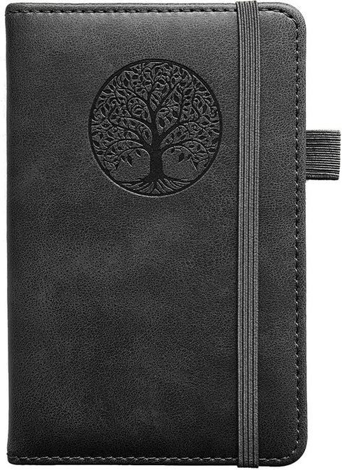 Small Pocket Notebook, Leather Journal Mini (Black)...