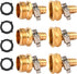 Brass Garden Hose Connector Repair Mender Kit with Stainless Clamp,Fits 1/2" Water Hose Fitting,3 Sets(1/2" Barb x 3/4" GHT)...
