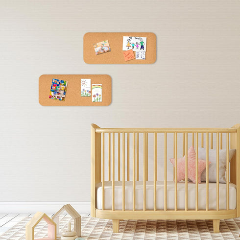 2 PCS 12.5"*5.5" Self-Adhesive Cork Board, 1/2"(12mm) Thick Cork Boards for Walls, 12.5"*5.5" Bulletin Board, Cork Board Tiles for Office, Home, S...