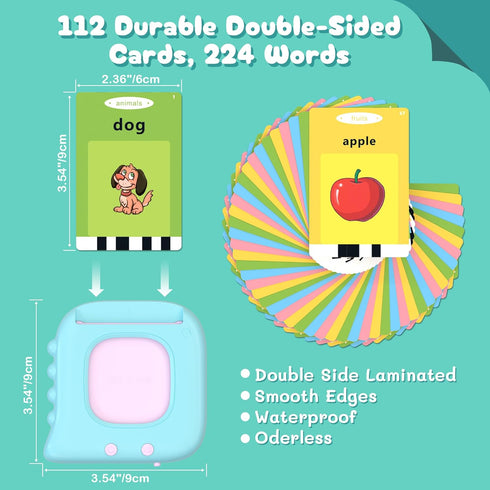 Talking Flash Cards for Toddlers 1-3, 224 Sight Words Toddler Flash Cards, Learning toys for Toddlers, Sensory Educational toys for Kids, Montesso...