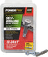 Power Pro Premium Self-Drilling Metal Screws, Zinc Plated Steel, Hex Washer Head Metal to Metal Winged Point Screws, Silver, #12 x 1 inch, Box of ...