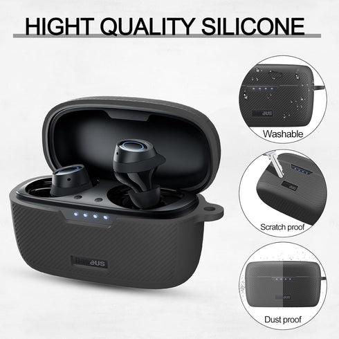 for Baseus Bowie MA10 Case, Silicone Case for Bowie MA10 Bluetooth Earbuds, Anti-Scrach Shockproof Protective Cover for Baseus MA10 Wireless Earbu...