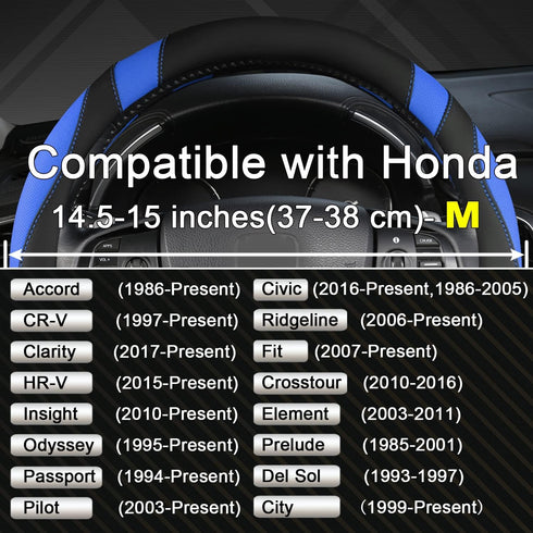 West Llama Customized Auto Car Steering Wheel Cover for Honda (Black+Blue)...