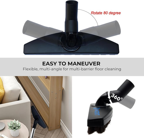 Upgraded Hardwood Floor Attachment with Horse Hair Soft Bristles & Flexible Brush Head for Vacuum Cleaners using 1 ¼'' (1.25inch) (32mm) Accessori...