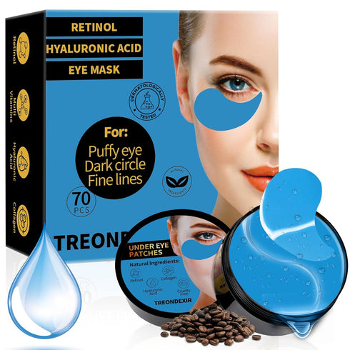 Under Eye Masks for Dark Circles and Puffiness 70PCS, Under Eye Patches for Puffy Eyes Treatment, Under Eye Gel Pads w/Collagen, Retinol, Hyaluron...