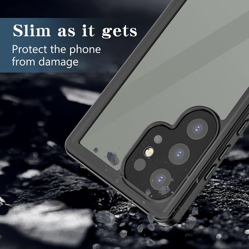 IP68 Waterproof Case for Samsung Galaxy S24 Ultra,100% passed The waterproof quality test,360° full-enclosure,underwater Phone Case,Black clear (W...