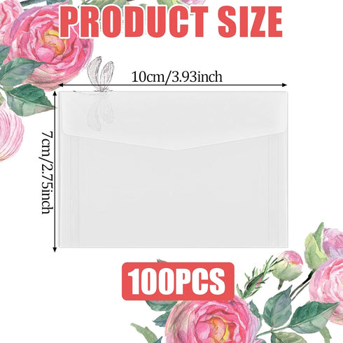 100Pcs Transparent Envelopes, 3.9 x 2.7 Inches Envelopes for Seeds Coin Collecting Lottery Ticket Stamp Card Mini Window Envelopes for Love Letter...