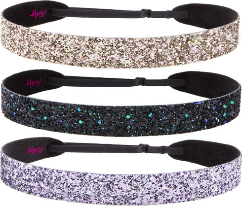 Hipsy Adjustable No Slip Wide Bling Glitter Headband 3-packs for Women Girls & Teens (Princess/Peacock/Rose Gold)...