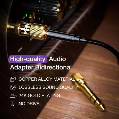VCE 6.35mm (1/4 inch) Male to 3.5mm (1/8 inch) Female Stereo Audio Jack Adapter for Aux Cable, Guitar Amplifier, Headphone, 2 Pack...