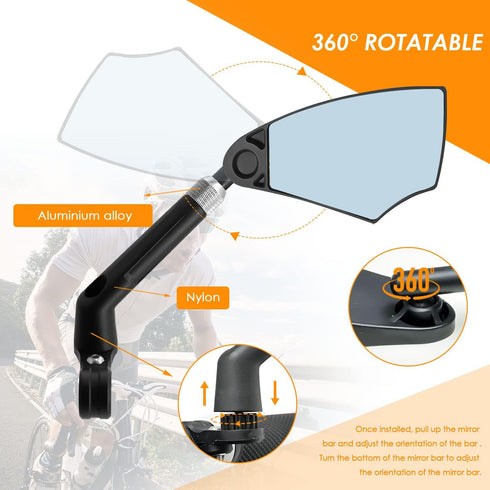 Arkham Bike Mirror for Handlebar HD Bar End Bicycle Mirror Thickened Automotive-Grade Glass for Handlebar Scratch Resistant Safe Rearview Mirror M...