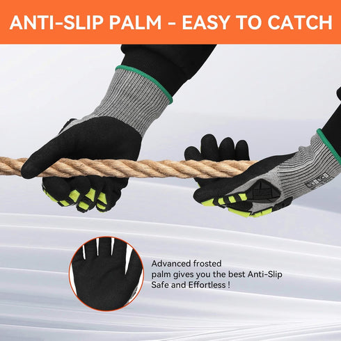Safety Work Gloves, Impact Gloves for Men Women,Cut Resistant Non-Slip Heavy Duty Gloves with Nitrile Grip,Touch Screen Gloves with Impact Protect...