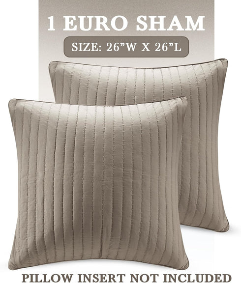 INK+IVY Pillow Sham Only Bed Skirt&SHAM, 26"x26", Quilted Taupe...