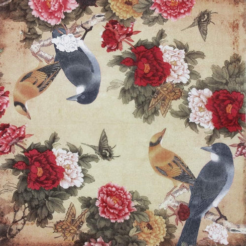 Decorative Disposable Napkins Floral Pattern Birds Printing Decoupage Paper For Dinner Tableware 20 Count...