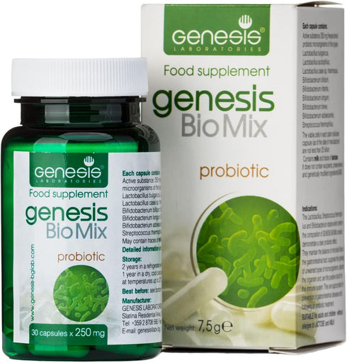 Genesis Biomix Probiotic with Lactobacillus and Bifidobacterium strains 30 Capsules of 240 mg...