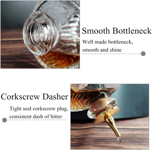 LINALL Bitters Bottle - Donatello Bitter Bottle for Cocktail, 4oz / 130ml, Glass Dahs Bottle with Gold Plated Dasher Top - DSBT0013 (4oz/130ml)...