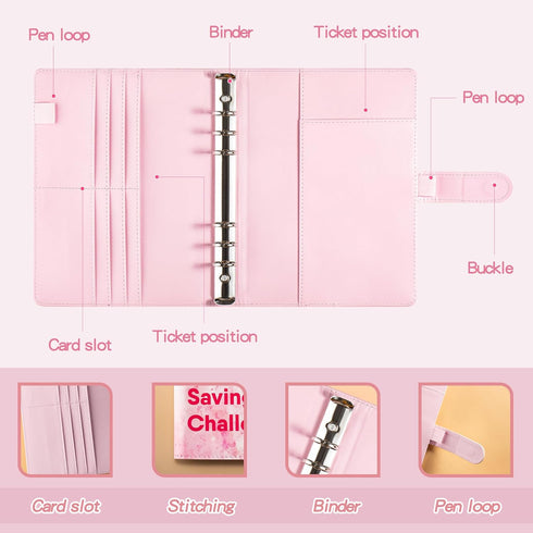 100 Envelopes Money Saving Challenge, A5 Money Saving Budget Binder Challenge Book with Cash Envelopes to Save $500, 5,050, and $10,400 (Pink)...