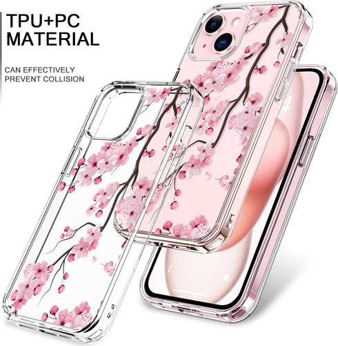 bicol Compatible with iPhone 15 Case,Crystal Clear Cover with Fashionable Designs for Girls Women,Slim Fit Shockproof Protective Acrylic Phone Cas...