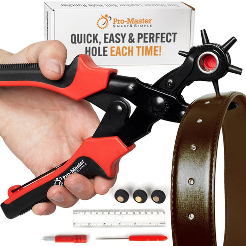 Professional Heavy Duty Belt Hole Puncher for Leather, Multi-Size Rotary Leather Hole Punch Tool Set with Ergonomic Handles for Easy, Precise Belt...