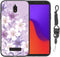Phone Case for Blu view 2 with Lanyard Strap Girls Women Cute Slim Shockproof Protective Cover Case for Blu view 2/B130DL/B131DL - Purple Flower...