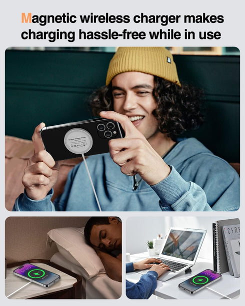 FACBINY Magnetic iPhone Wireless Charger, 15W Max Fast Mag Safe Wireless Charging Pad, Compatible with Apple iPhone 14 13 12 Series, AirPods Pro/P...