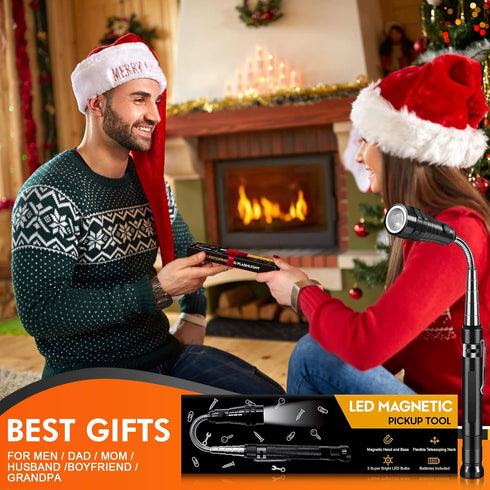 LED Magnetic Pickup Tool, Gifts for Men Dad Him Boyfriend Husband, Cool Gadget with LED Lights, Extendable Neck, Telescoping Pick Up Magnet Stick ...