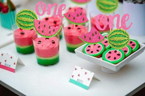 JeVenis 25 PCS Watermelon Cupcake Topper One in a Melon Cupcake Topper One in a Melon Party Decoration Watermelon Party Supplies...