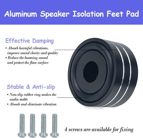 Sutekus Speaker Isolation Feet 40x20mm Audio Speaker Sound Pad with Non-Slip Rubber Rings for Audio,Speakers, Home Theater (Black)...