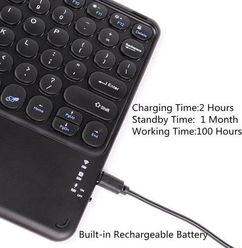 Wireless Bluetooth Keyboard with Touchpad 10inch Portable Rechargeable Slim Keyboard for iPad Pro/iPad Air/iPad 9.7/iPad 10.2/iPad Mini and Other ...