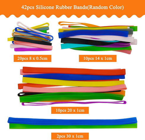 42pcs Silicone Rubber Bands Colorful Elastic Rubber Wrapping Bands Stretchy Silicone Bands Books, Wallet Card, Cooking Boxes Wraps, Office Supplie...