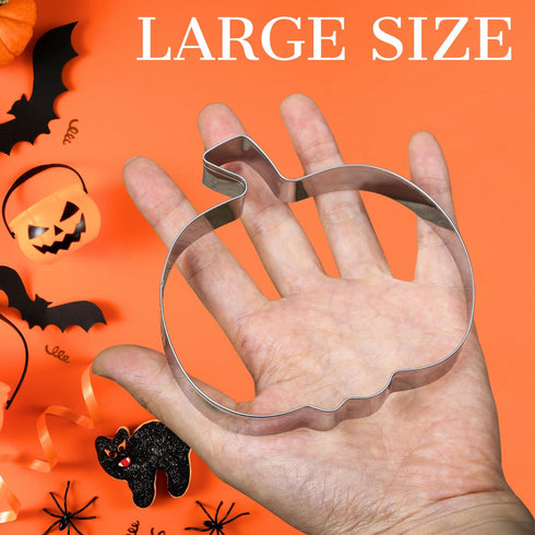 4" Halloween Cookie Cutters Set for Baking - Pumpkin, Ghost and Candy Corn Shape Large Stainless Steel Holiday Cutter...