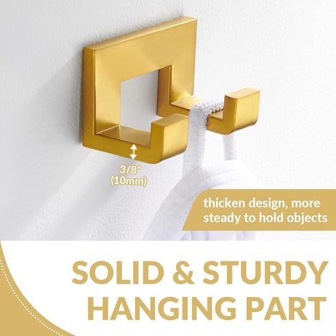 APLusee Brushed Gold Bath Robe Hook, 304 Stainless Steel Double L Shape Coat Hanger, Bathroom Home Accessories...