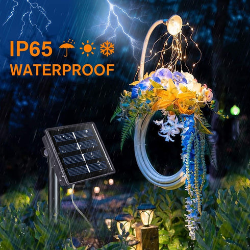 QITONG Warm White Solar Fairy Lights Outside Waterproof, 2 Pack Each 66ft 200 LED Solar String Lights Outdoor, 8 Modes Silver Wire Solar Twinkle L...