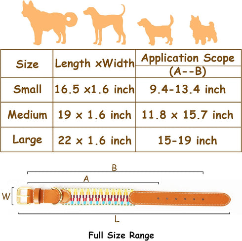 Mino Dog Collar Real Leather and Colorful Weaving Belt Made, Adjustable Buckle, Soft and Safety for Small Medium Large Dogs(Harris, Small) CG81029...