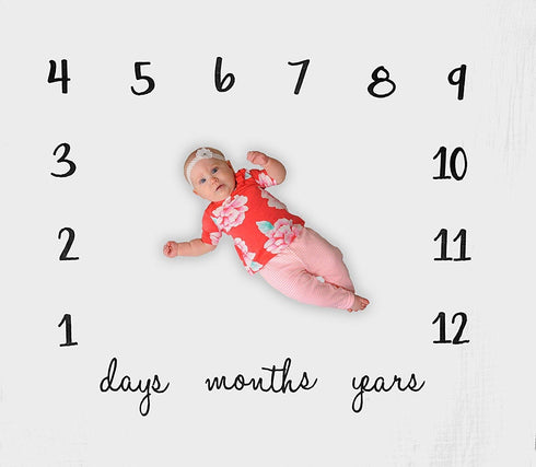 Baby Milestone Blanket Month to Month Photography Props - Extra Large 52 x 47 inch Monthly Age Blankets Create Personalized Photos for Each Month...