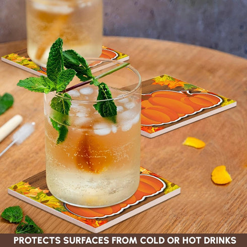 3dRose CST_149967_3 Group of Pumpkins Ceramic Tile Coasters (Set of 4)...