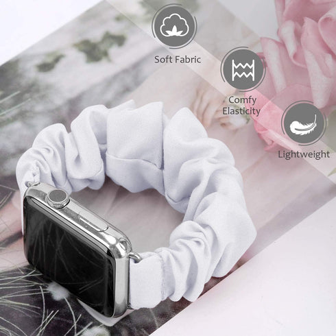 JIELIELE Compatible with Scrunchie Apple Watch Band 38mm 40mm 41mm 42mm 44mm 45mm 49mm for Women, Cute Wristbands Straps Elastic Scrunchy Band for...