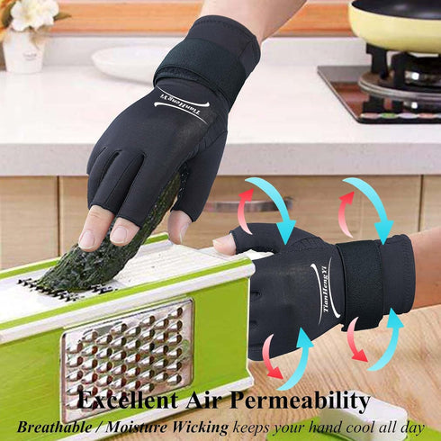 2 Pairs Copper Arthritis Gloves for Women Men, Fingerless Compression Gloves Relieve Hand Pain, Typing Gloves for Arthritis, Carpal Tunnel, Tendon...