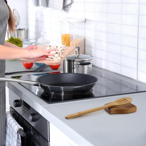 Zulay Kitchen Wood Spoon Rest – Non-Slip Wooden Spoon Holder for Stovetop & Counter – Heat-Resistant Utensil Rest for Spoons, Spatulas & Tongs – S...
