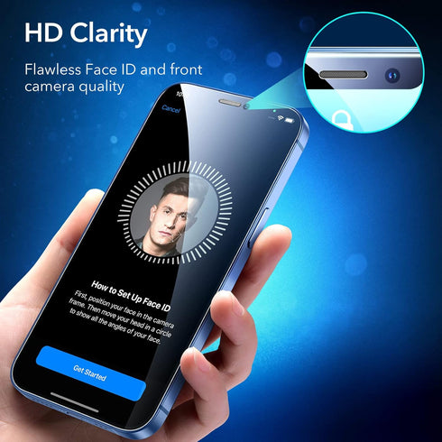 ESR for iPhone 12 Screen Protector, iPhone 12 Pro Screen Protector, Tempered-Glass with Easy Installation Frame compatible with iPhone 12/12 Pro 6...