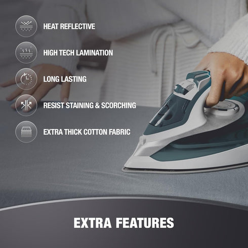 Ironing Board Cover, Heat Reflective Silicone Coating, Full Scorch Resistant Thick Padding, Nose Pocket, Elastic Edges, Heavy Duty Iron Pad Covers...