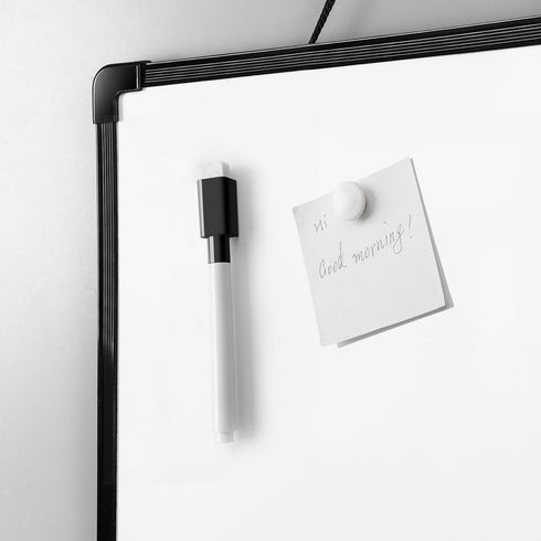 Double-Sided Small White Board Dry Erase, 11" x 7" Mini Hanging Dry Erase Board for Wall, Black Frame Whiteboard for Home School Office...
