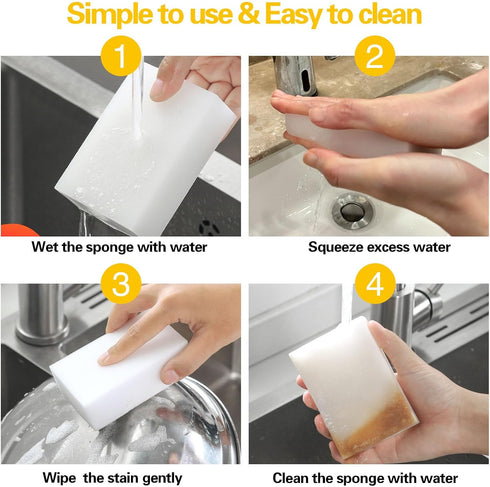 100 Pack Magic Sponge Eraser, Melamine Sponges Foam Pads in Bulk, Multi-Functional Household Cleaning Sponges for Kitchen, Furniture, Bathtub, Bat...
