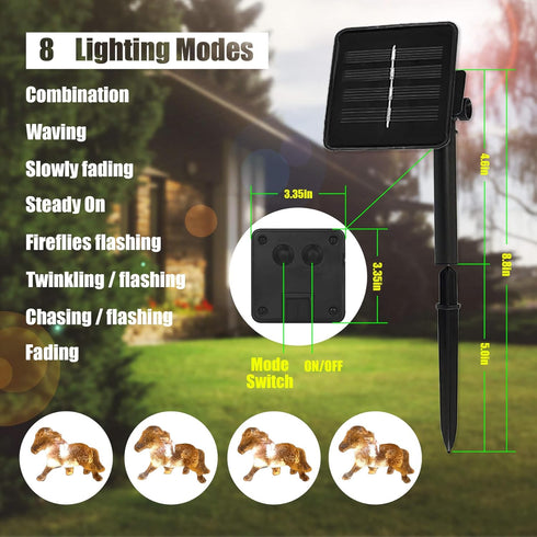 Outdoor Solar lights Solar Garden Lights Cute Decorative Fairy Solar String Lights Waterproof Horse Gifts for Women Novelty Pony Lights 40LEDs 14f...