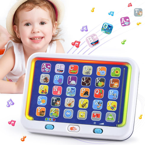 PLAY Spanish & English Learning Tablet for Toddlers 1-3, Kids Bilingual Interactive Alphabet ABC Letters, Words, Color Learning Toys Tablets, Educ...