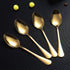 Gold Dinner Spoon of 4, Berglander 7.5" Stainless Steel Titanium Plating Shiny Gold Soup Spoons Silverware, Golden Soup Spoon Table Spoon Set Stur...